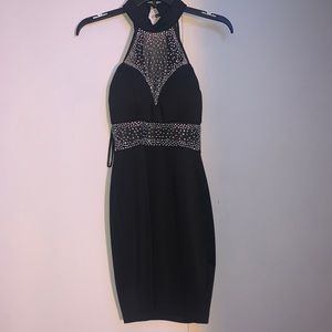 Black Bedazzled Formal Dress